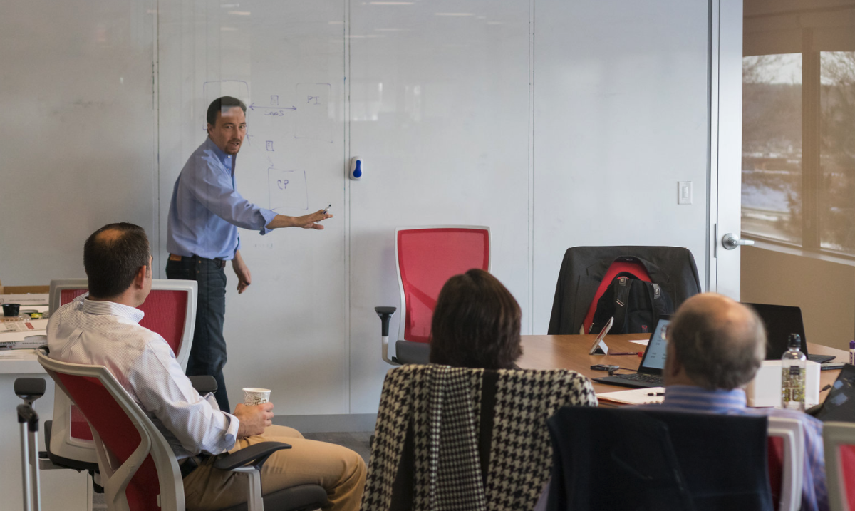 Employees in meeting