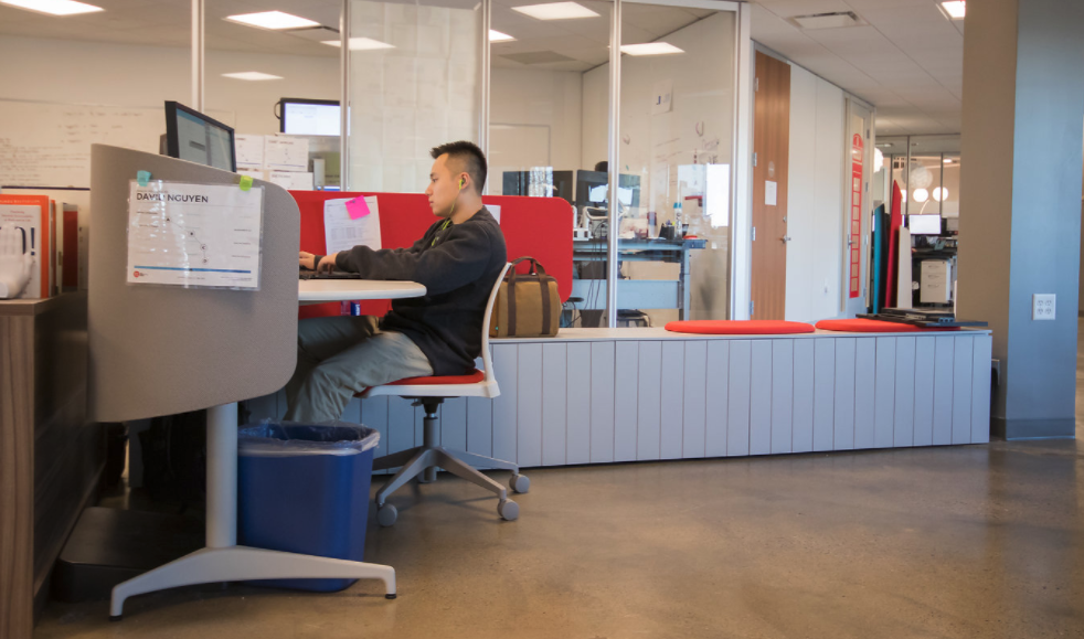 Employee on computer