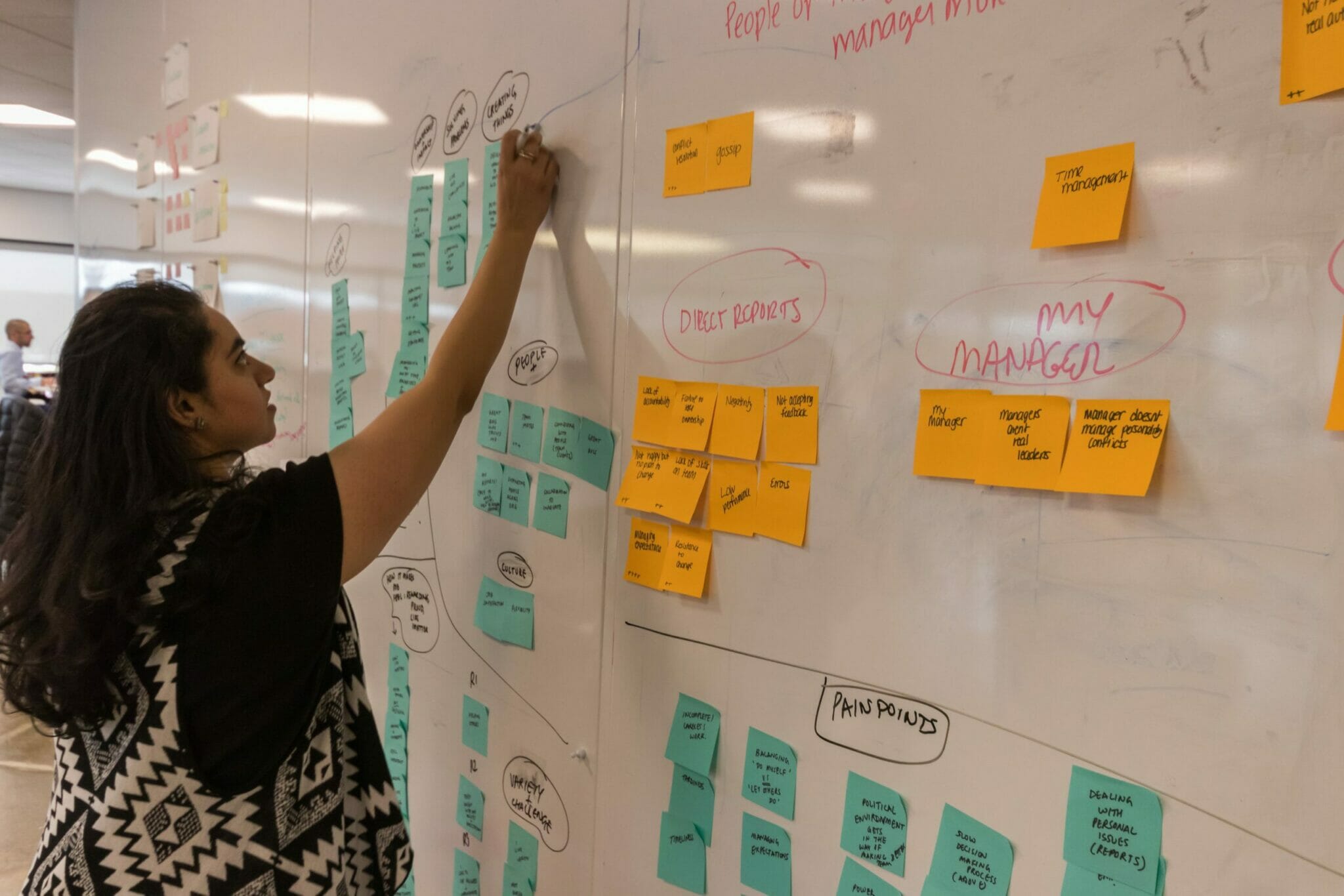 Woman working on whiteboard