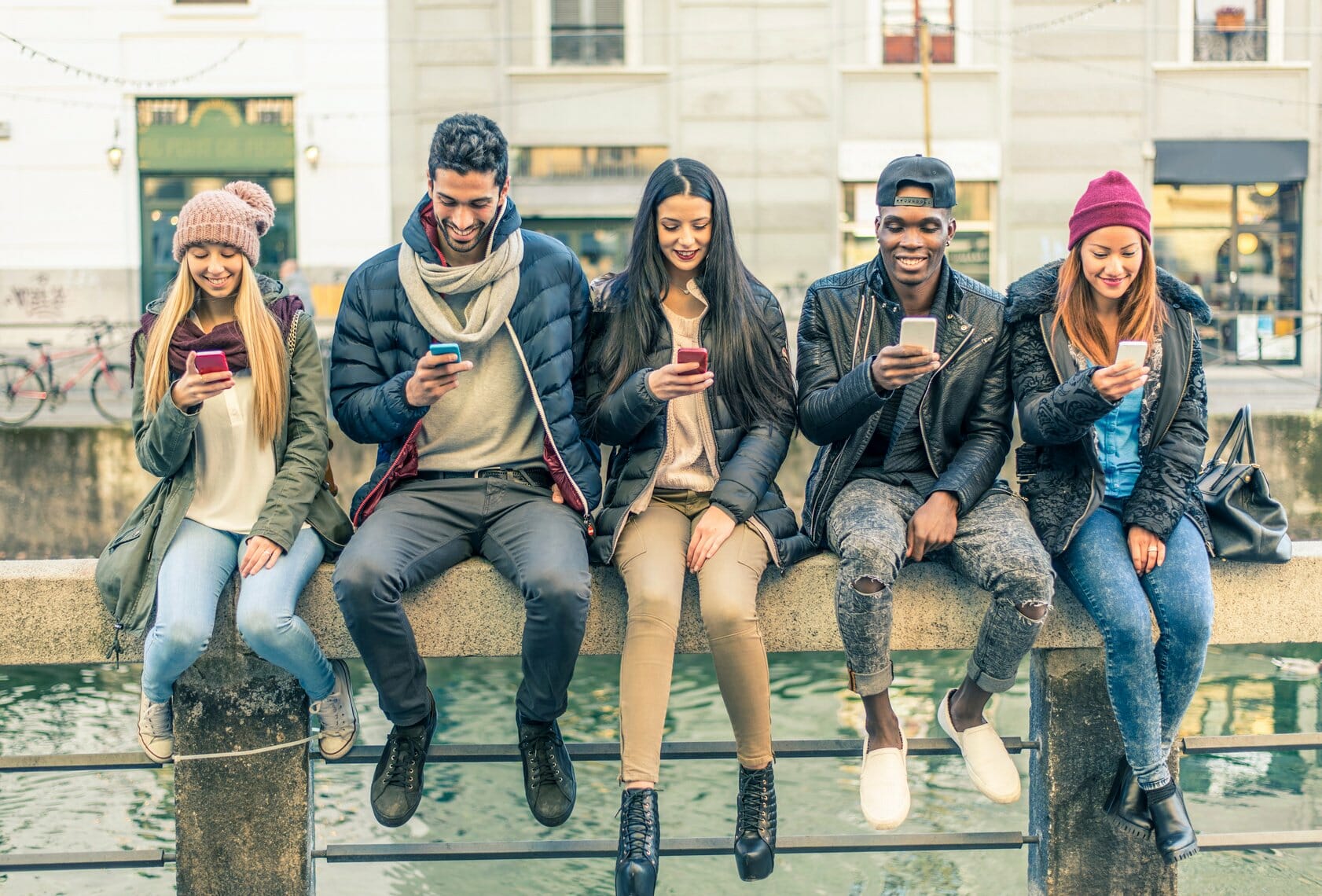Young people on phones