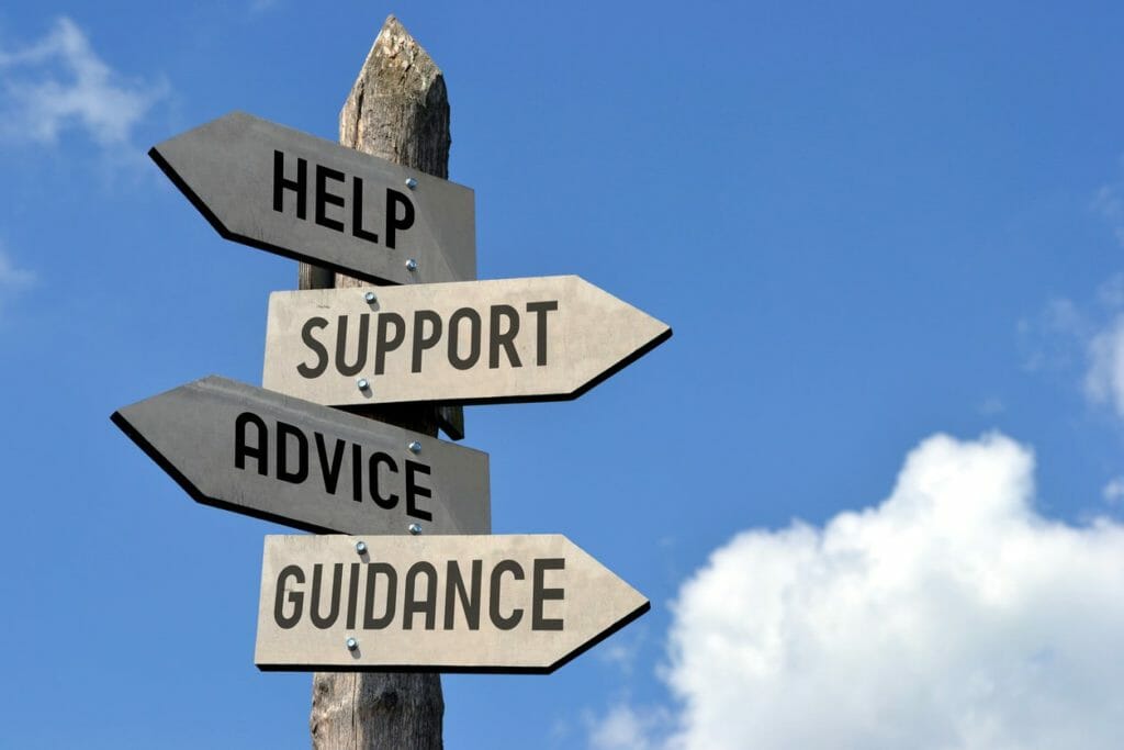 Help, support, advice, guidance arrows