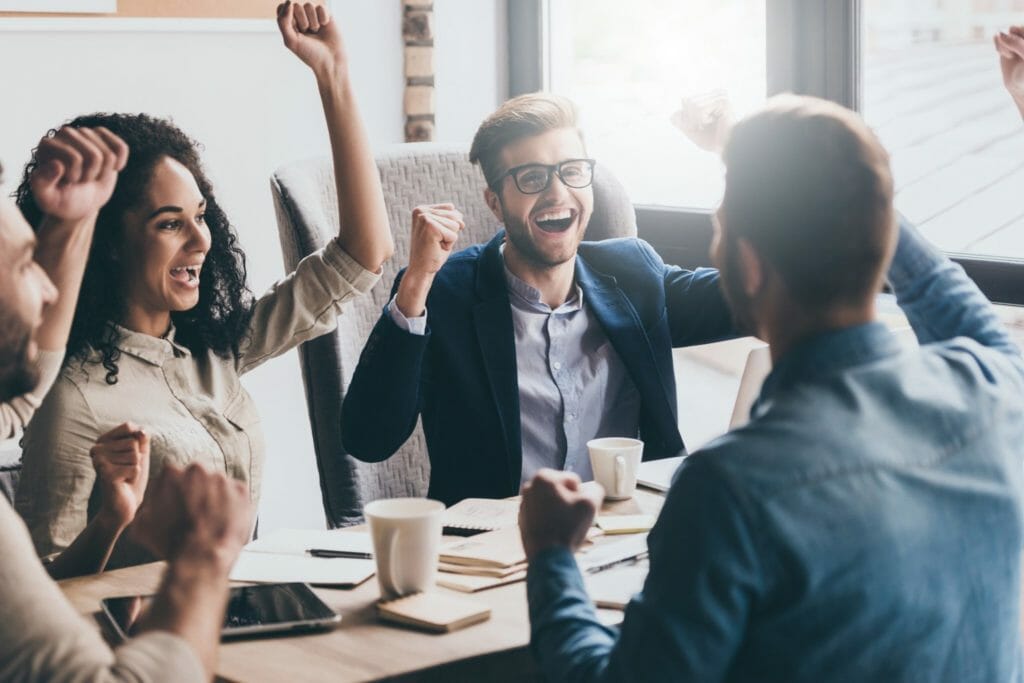 Engaged employees in meeting