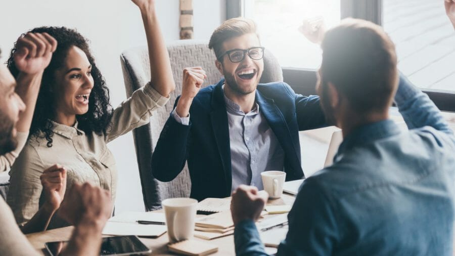 Engaged employees in meeting