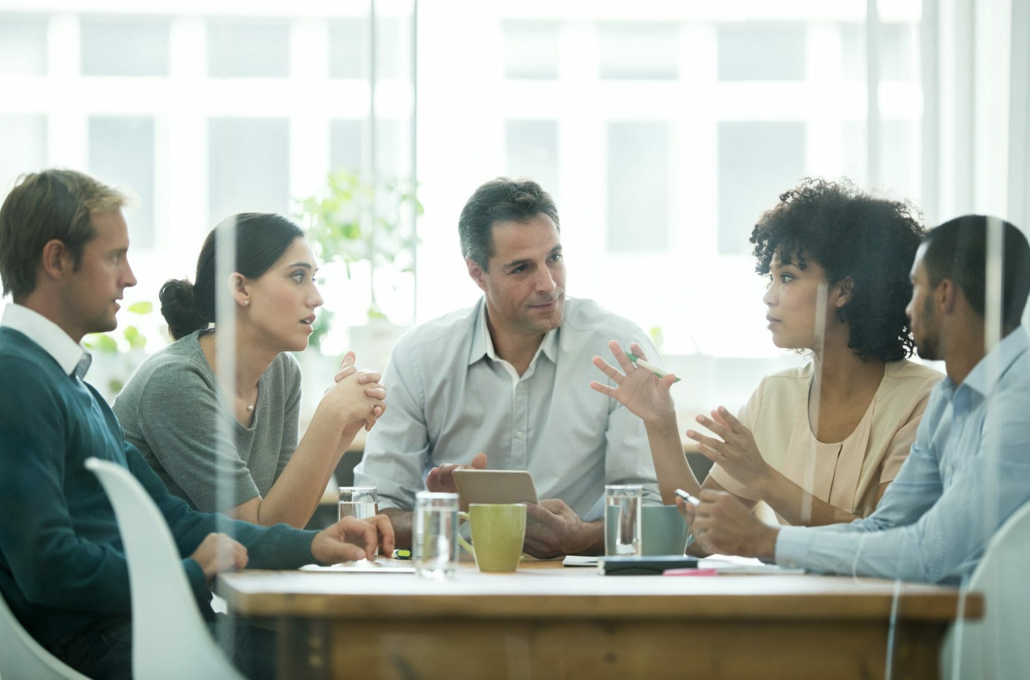 Coworkers in meeting