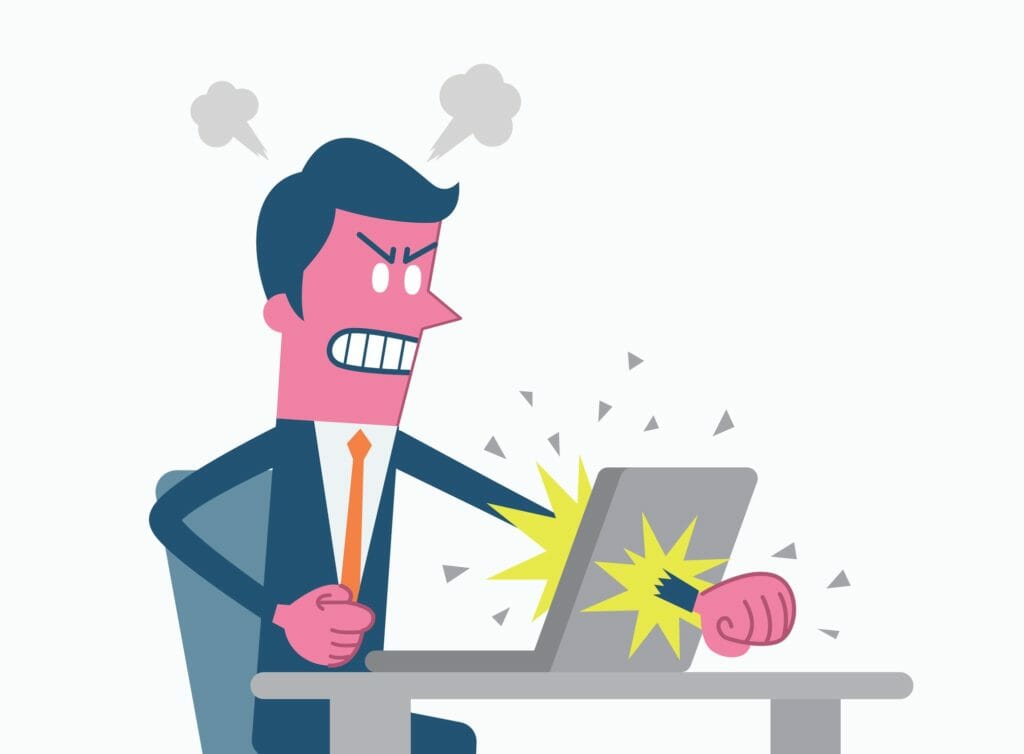 Man angry at work