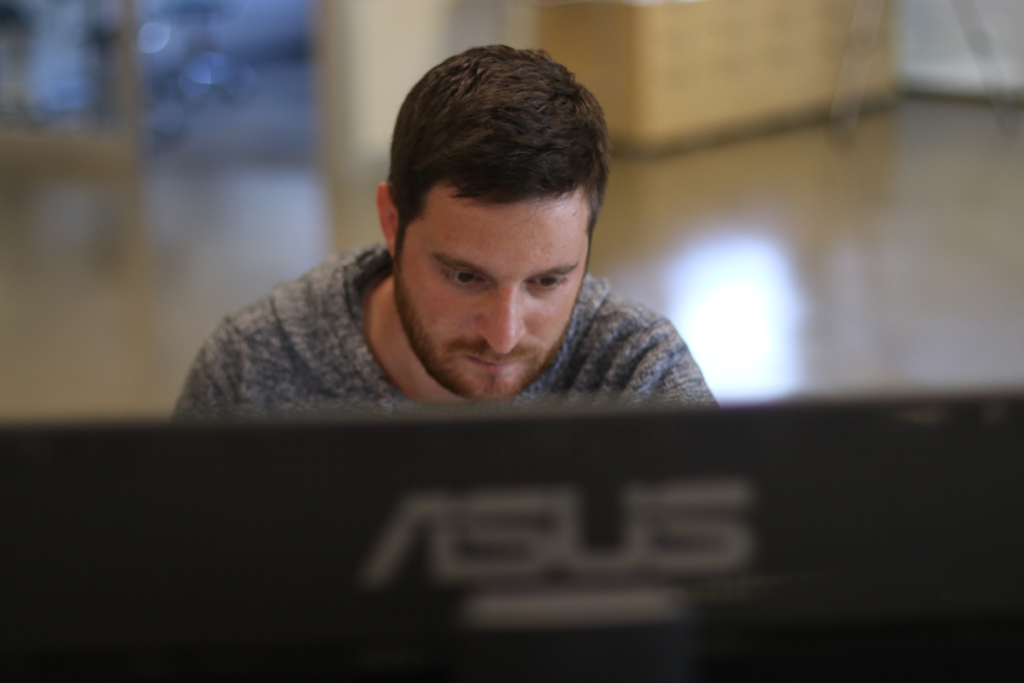 Man on computer working
