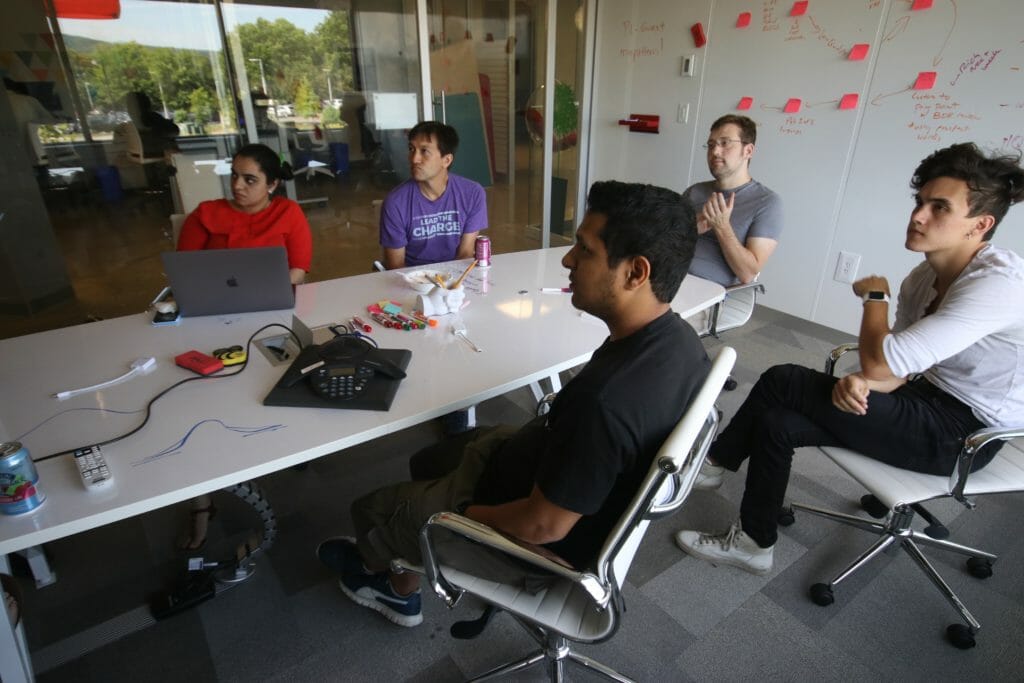 group working in conference room
