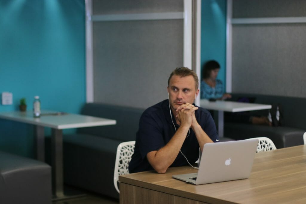 Man thinking in office