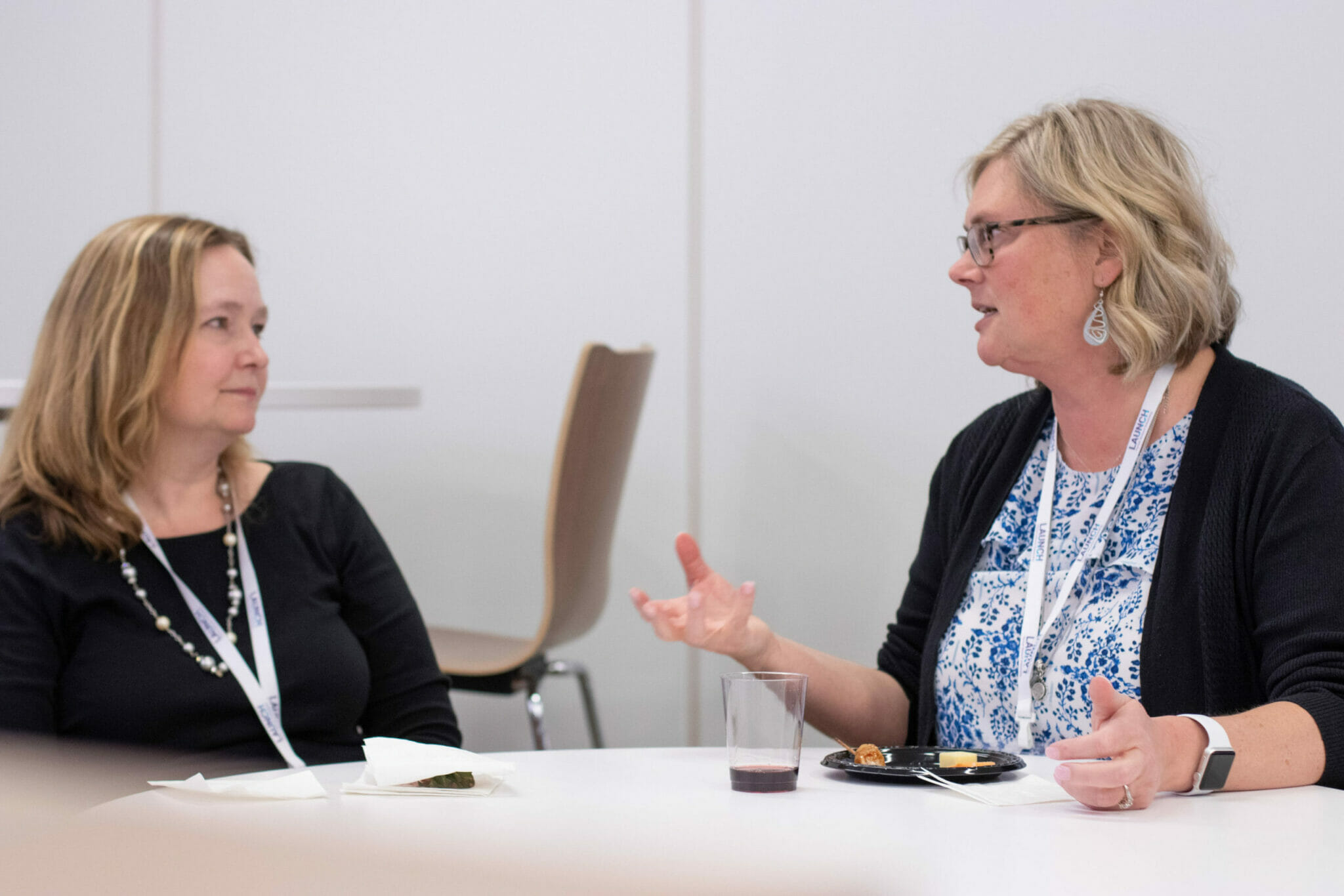 two women talking