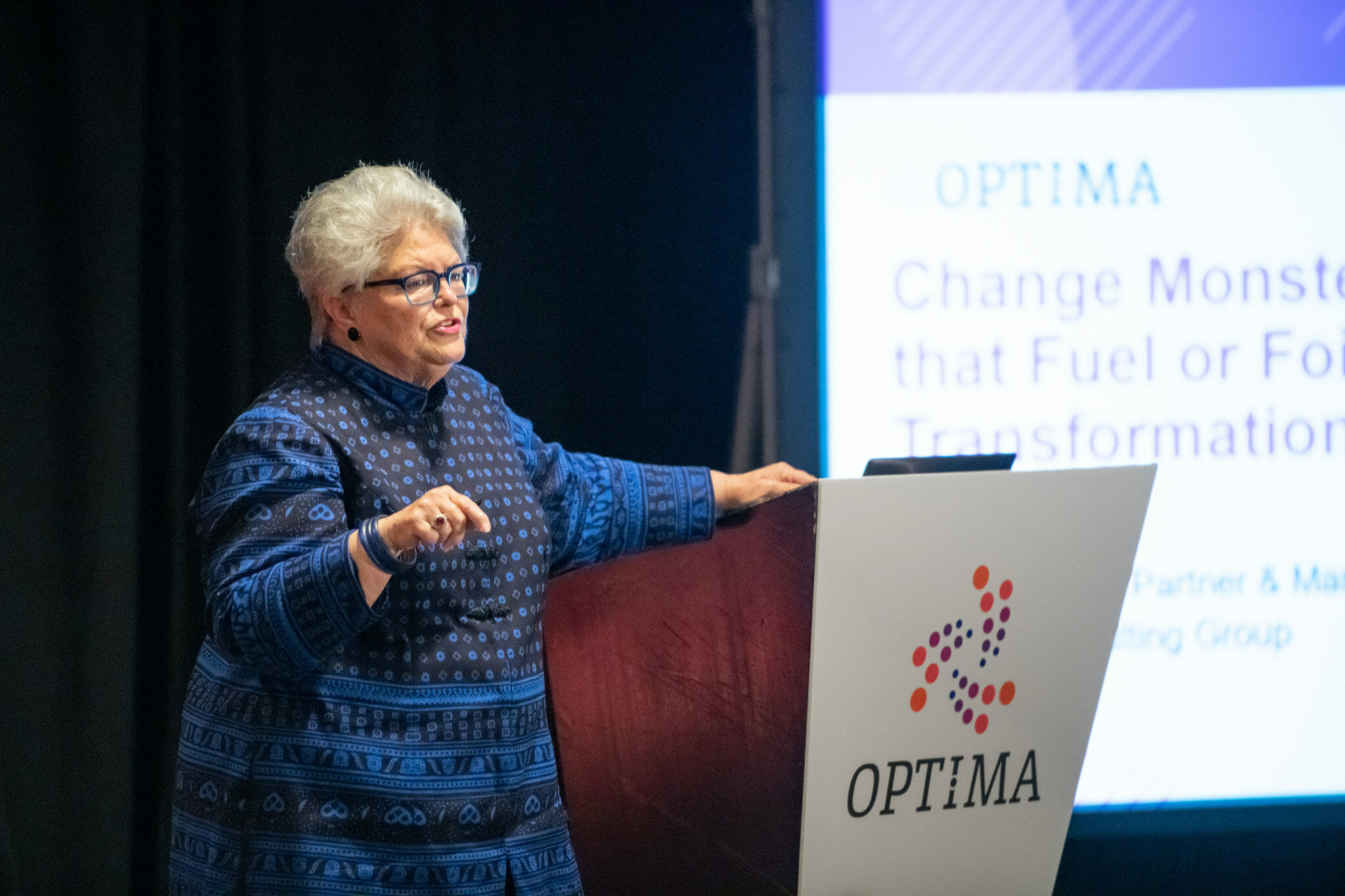 Jeanie Duck talking about change initiatives at OPTIMA 2019