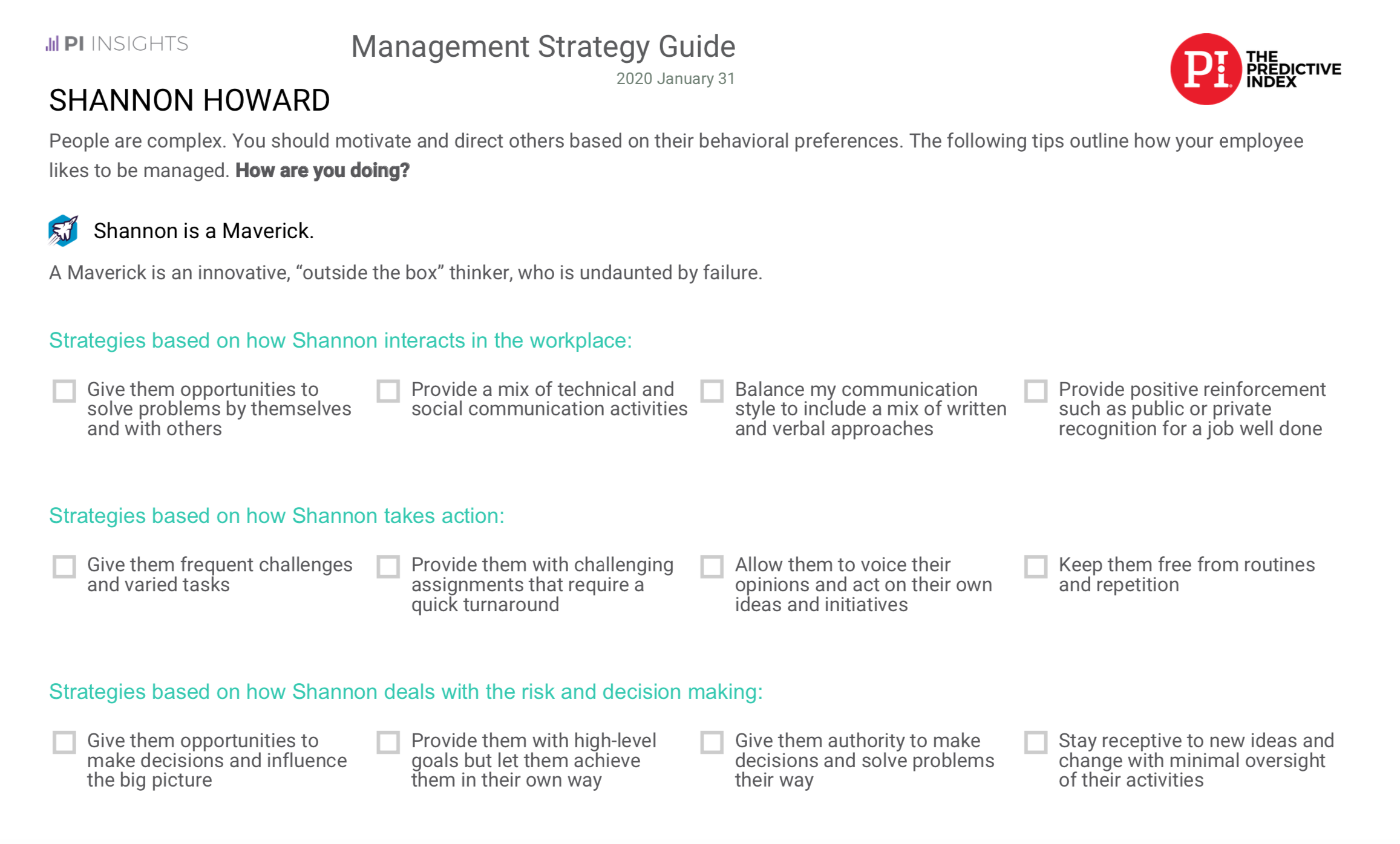 Management Strategy Guide example