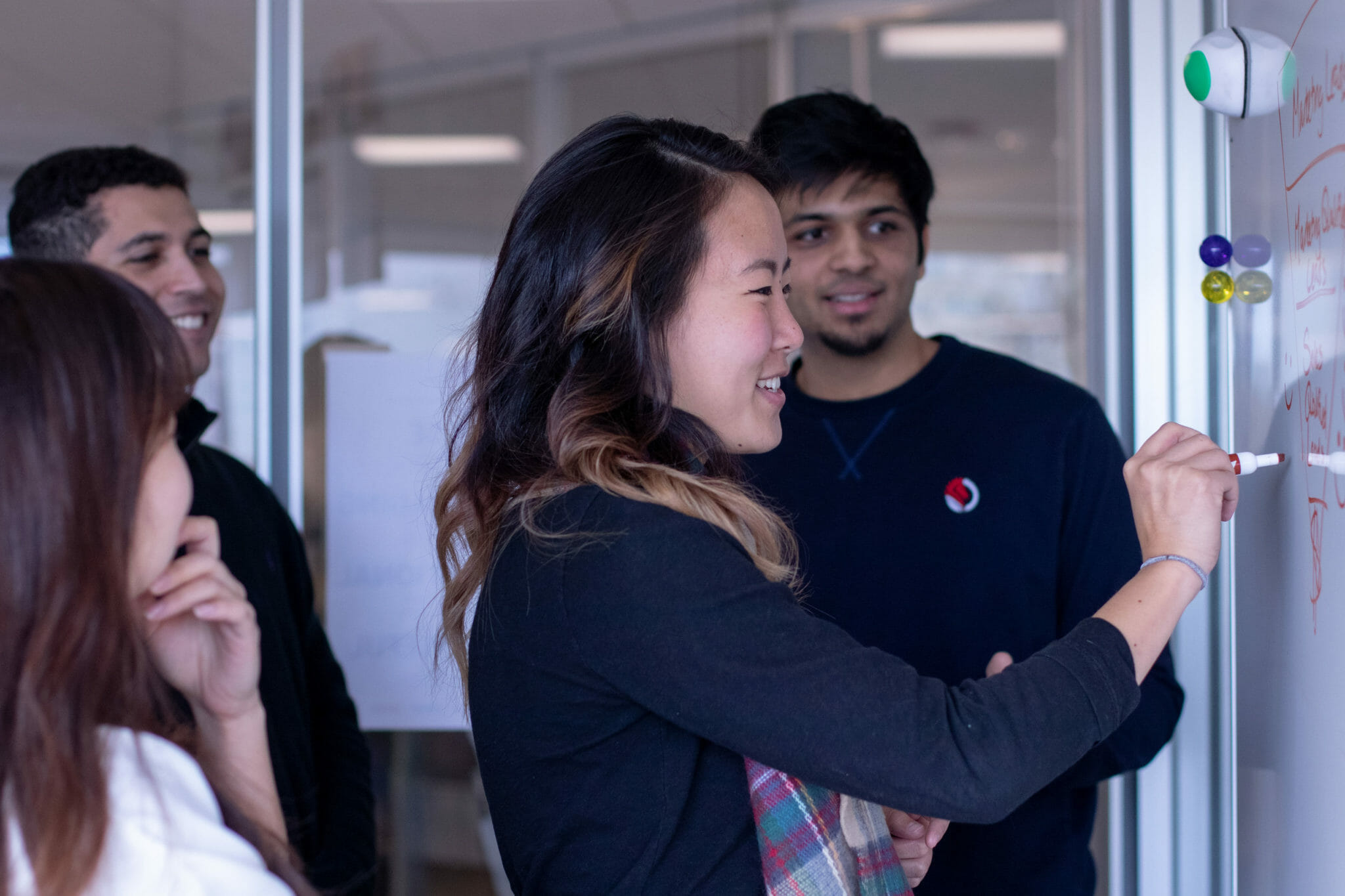 PI employees doing a trust building exercise