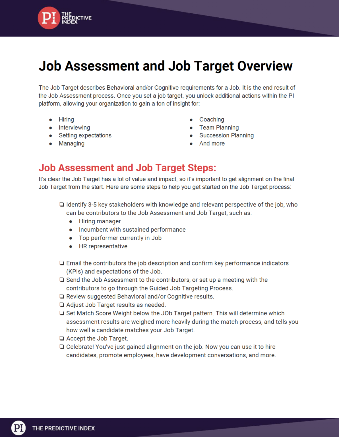 Job target alignment The Predictive Index