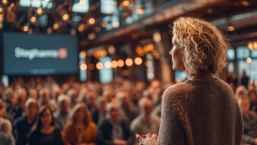 Woman leader presenting