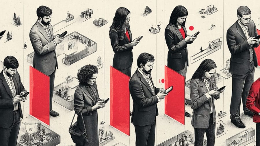 leaders scrolling on phones